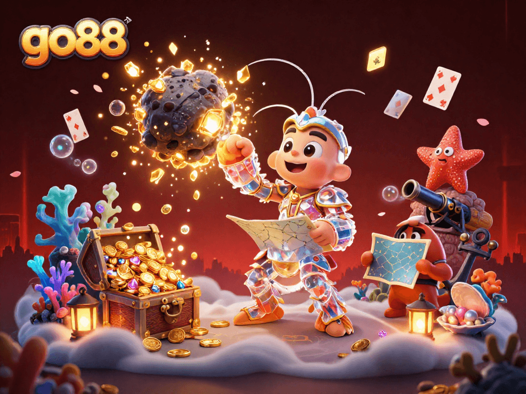 Engage in thrilling gameplay at go88 with vibrant 3D casino action featuring a galactic mantis shrimp.