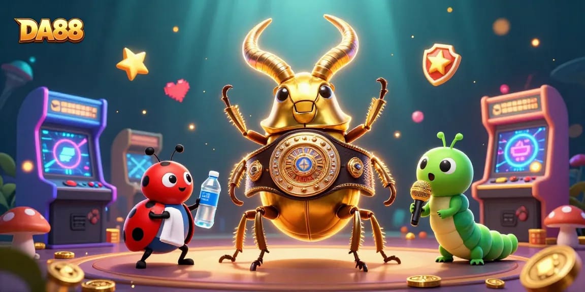 Engage in thrilling gaming with DA88 as a dynamic stag beetle champions the casino arena.