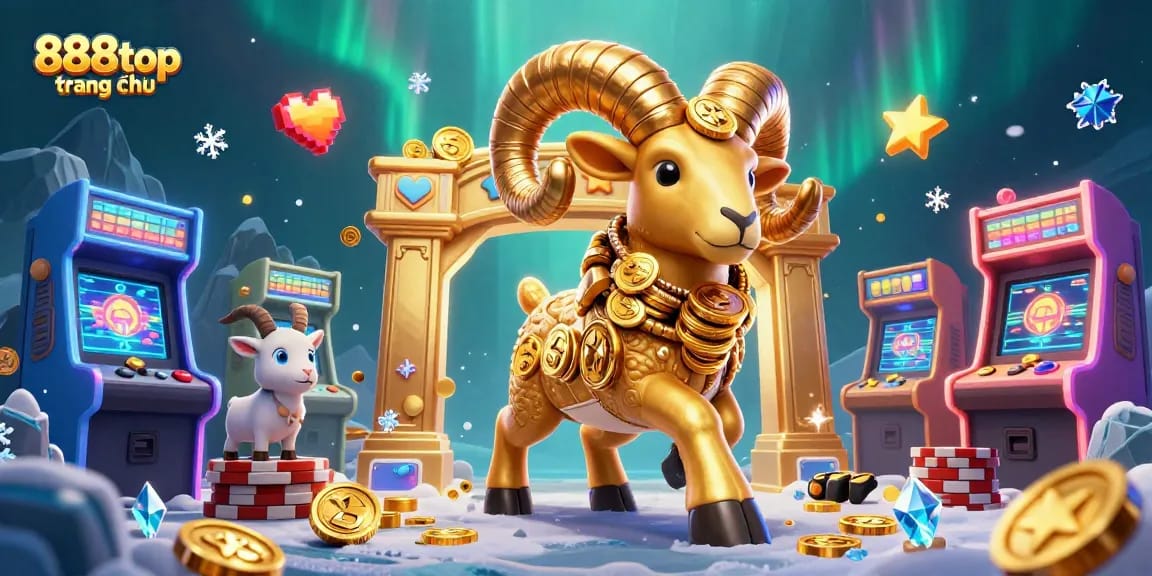 Experience the excitement of 888top trang chủ with a vibrant 3D casino scene filled with games and gold.