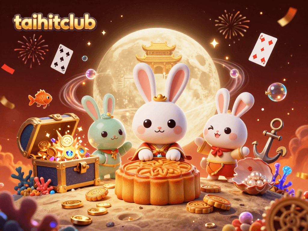 Play casino games with taihitclub, featuring a vibrant 3D scene with folklore icons and rich casino elements.