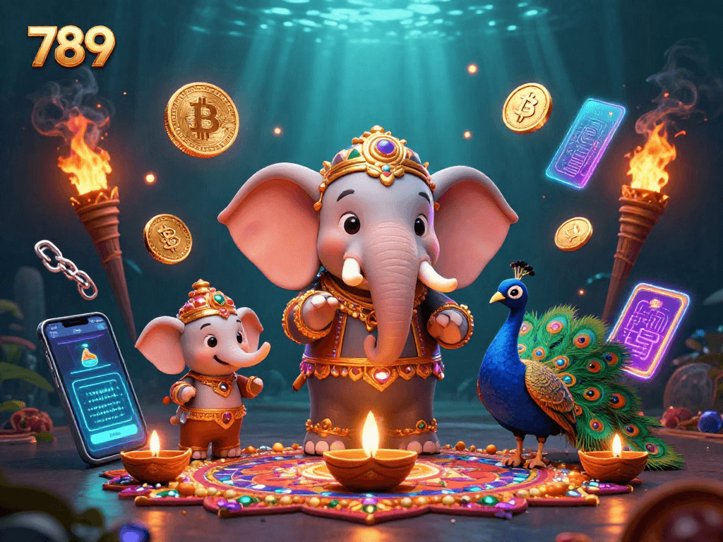 Experience the excitement of 789 with vibrant 3D elements and colorful animations in a dynamic casino scene.