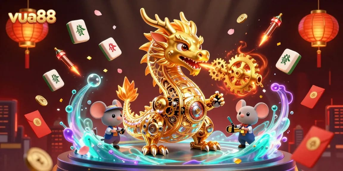 Engage with vua88's thrilling gaming experience in a vibrant 3D illustration full of excitement.