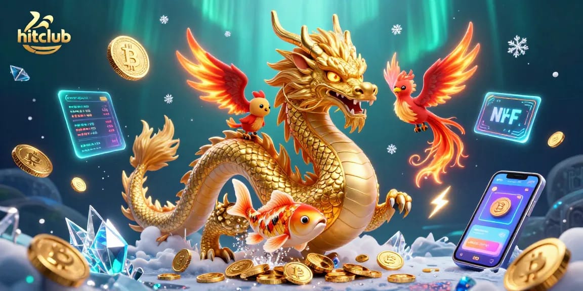Experience thrilling gameplay at hitclub with golden dragons, koi fish, and crypto elements.