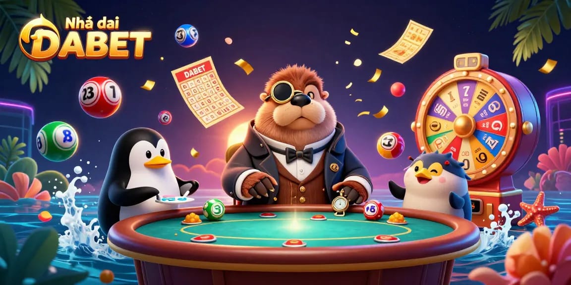Nhà cái DABET offers exciting underwater poker with a walrus in a gentleman's attire playing with a penguin dealer.