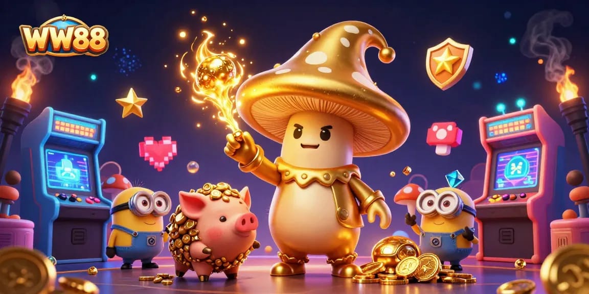 Engage with exciting WW88 gaming adventures featuring golden magical characters and vibrant casino elements.
