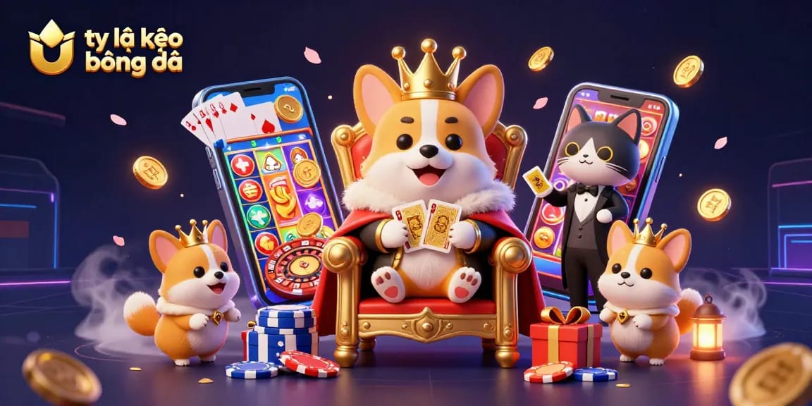 Experience tỷ lệ kèo bóng đá as the royal corgi king leads the casino adventure with a cat butler and treasures.