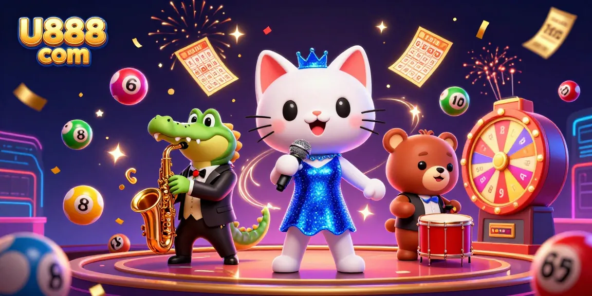 Engage with U888 com's vibrant casino scene featuring lively characters and dynamic game elements.