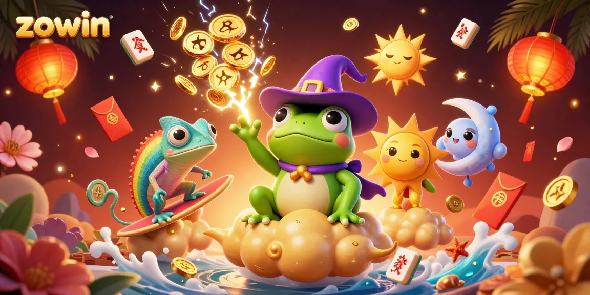 Zowin engages players with a captivating casino experience, featuring vibrant 3D characters and gold-themed elements.