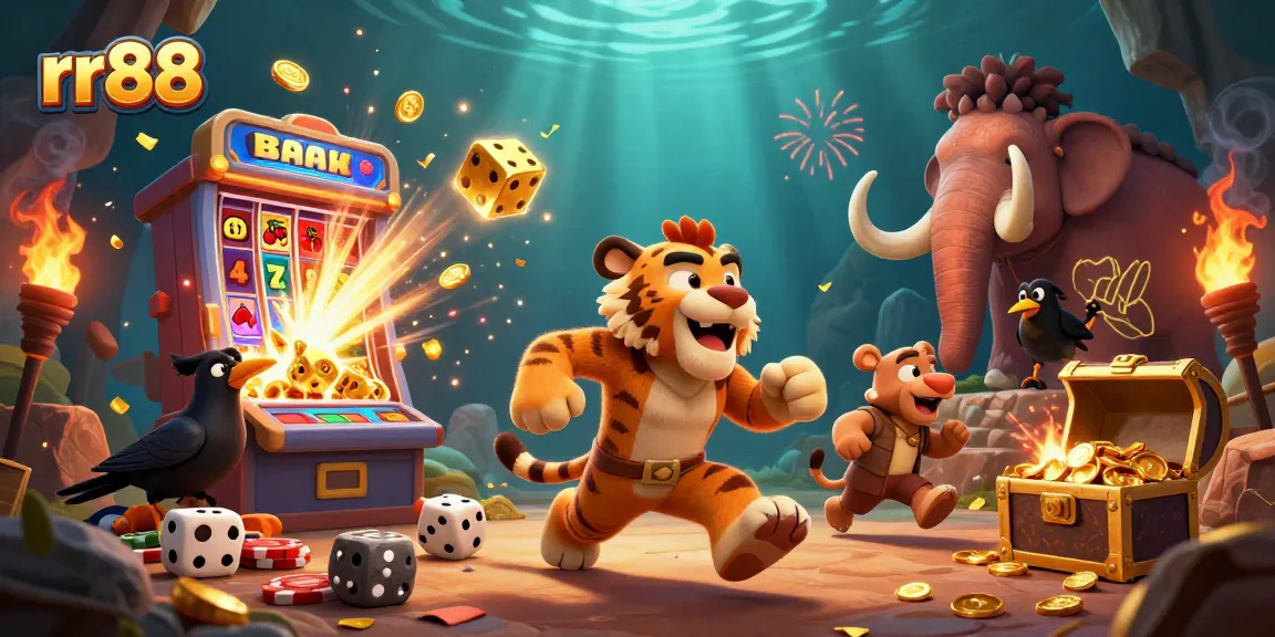 Experience thrilling 3D gameplay with rr88 at a vibrant prehistoric casino bursting with excitement.