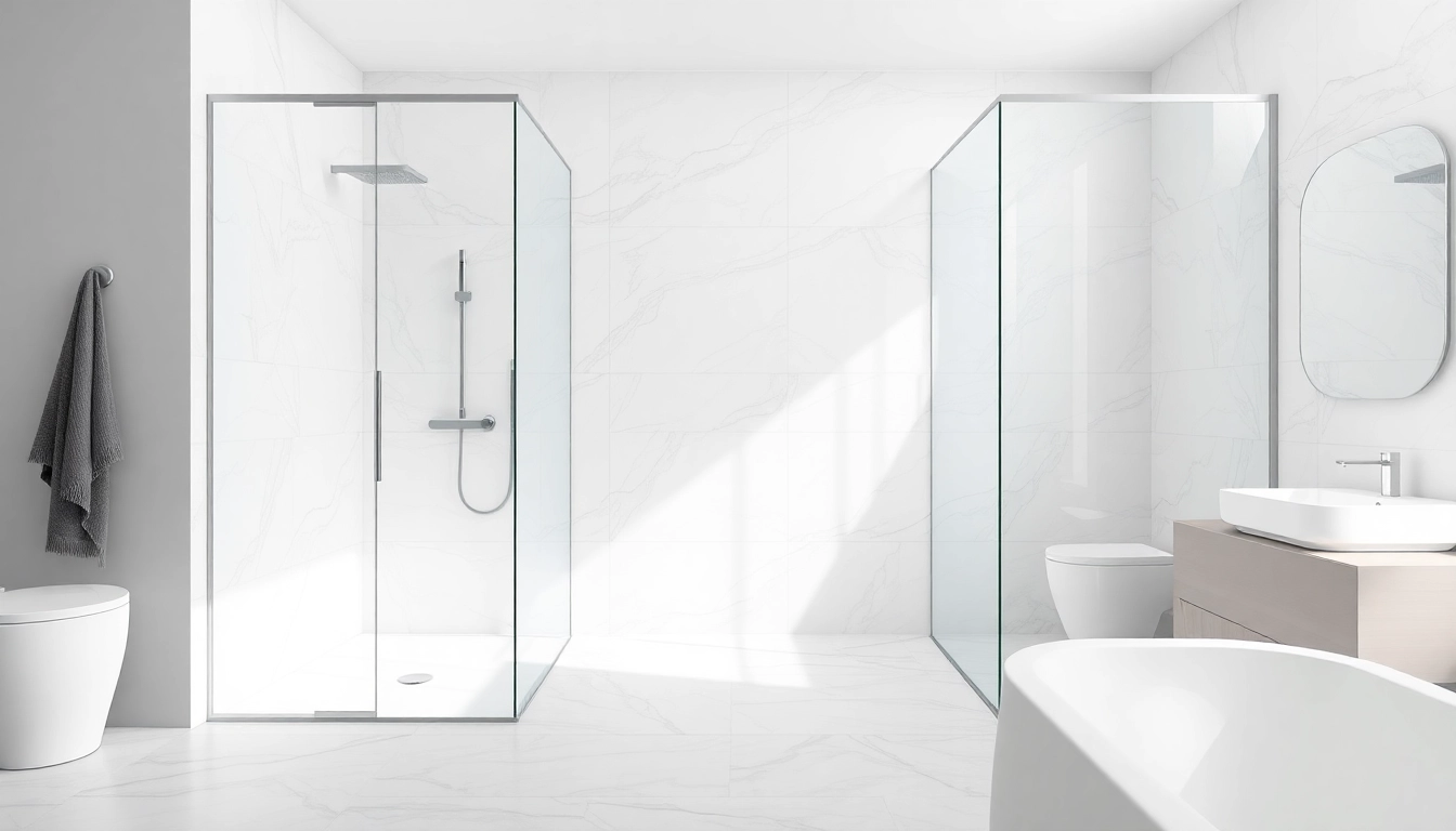 Showcasing beautiful shower screens for wet rooms in a modern bathroom design.