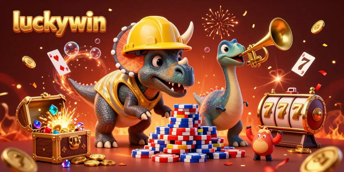Experience the excitement at luckywin with vibrant gameplay and dynamic casino elements in a colorful 3D illustration.