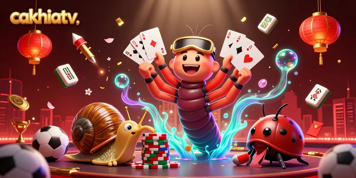 Cakhiatv showcases a vibrant sports betting scene with animated characters and casino elements, enhancing engagement and excitement.