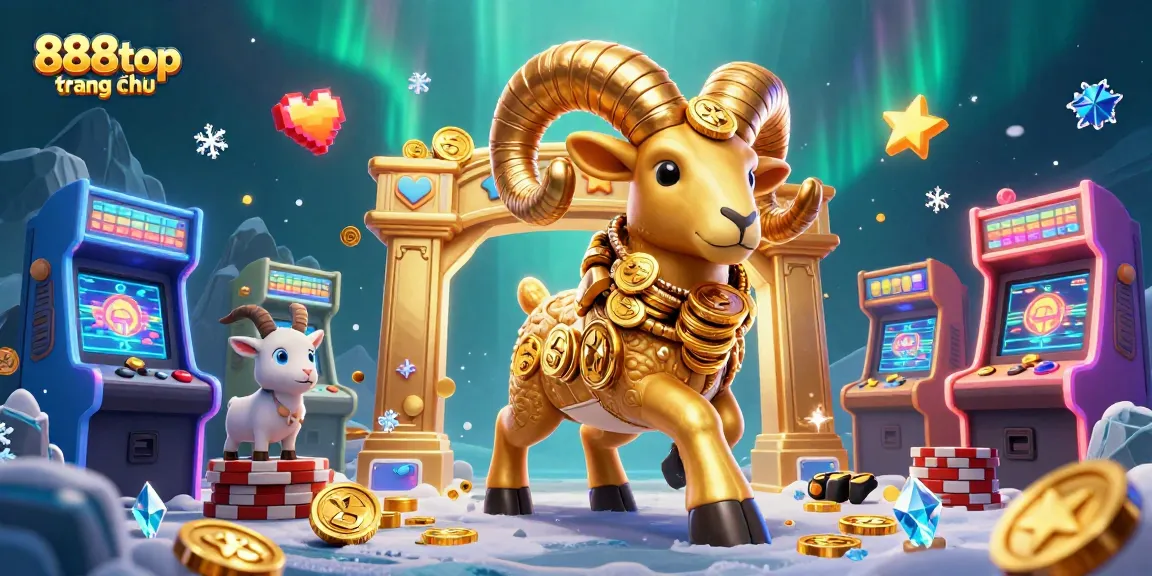 Experience the excitement of 888top trang chủ with a vibrant 3D casino scene filled with games and gold.