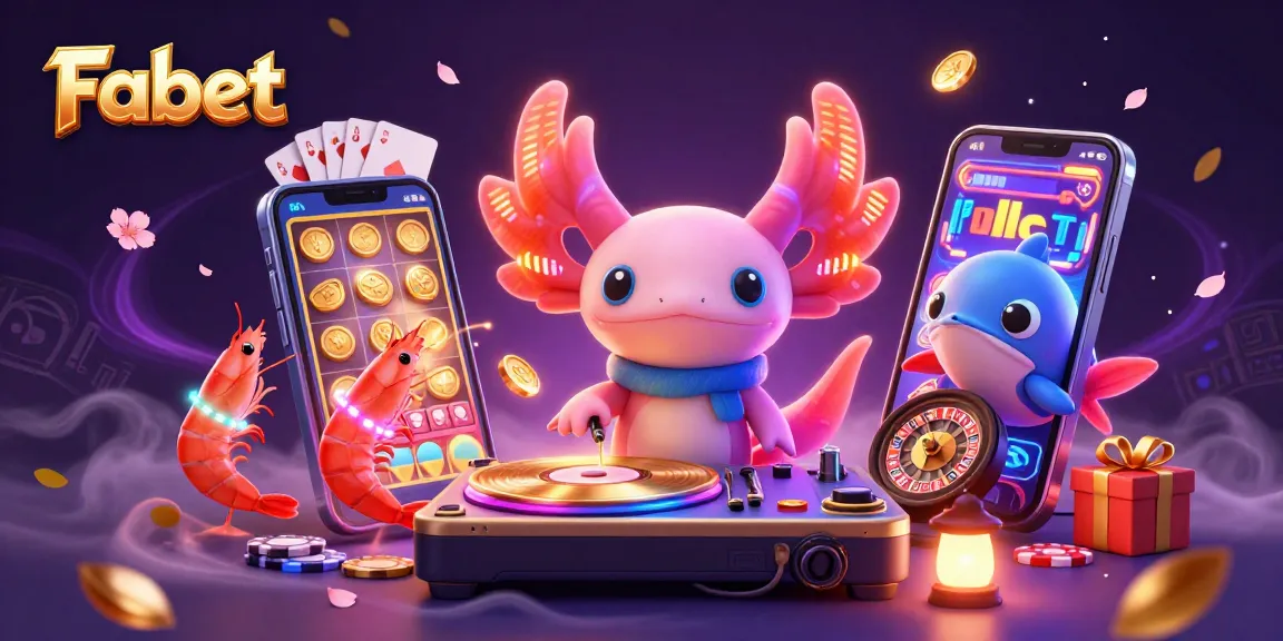 Fabet showcases exciting gambling action with vibrant casino characters and games in a dynamic scene.