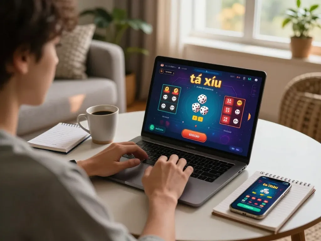 Engaging in the app tài xỉu online uy tín with strategic gameplay and comfortable home setup.