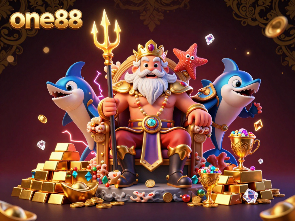Experience the excitement of one88 with Neptune and treasures in a vivid casino environment.