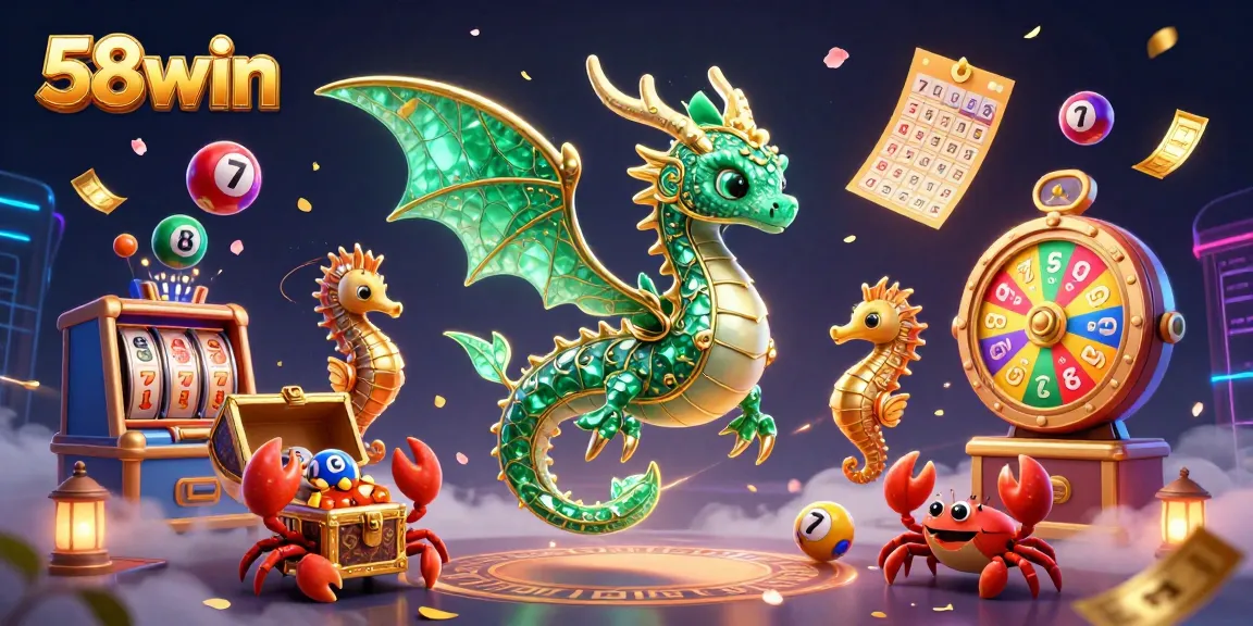 Engage in gaming excitement at 58win with vibrant animated lottery elements and cinematic visuals.