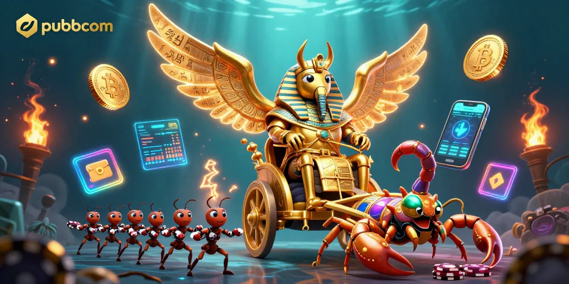 Experience thrilling action with pubbcom in this vibrant 3D casino illustration featuring unique characters and elements.