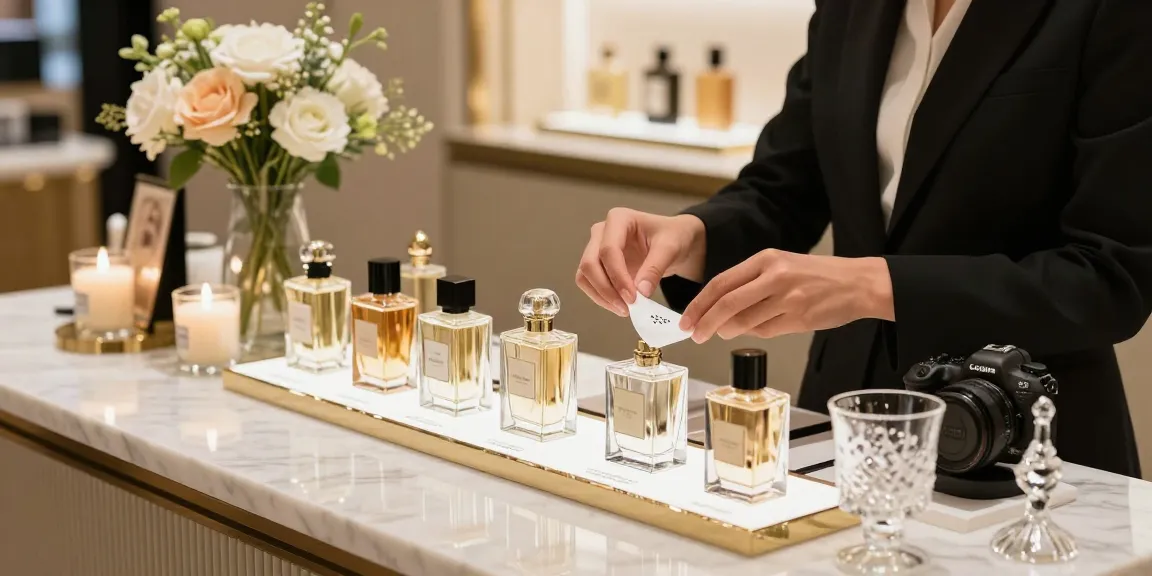 Discover est Niche Perfumes in an elegant boutique setting with luxurious fragrances displayed elegantly.