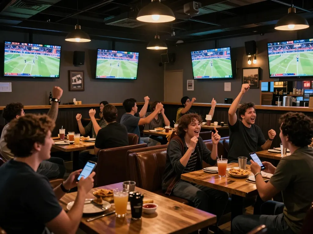 Experience luongson live as fans engage with sports betting in a dynamic bar atmosphere.