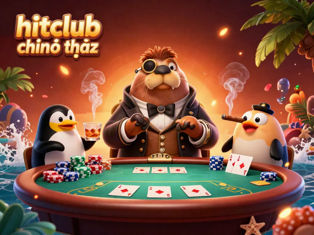 Experience thrilling poker action with hitclub chính chủ featuring witty characters and vibrant casino elements.