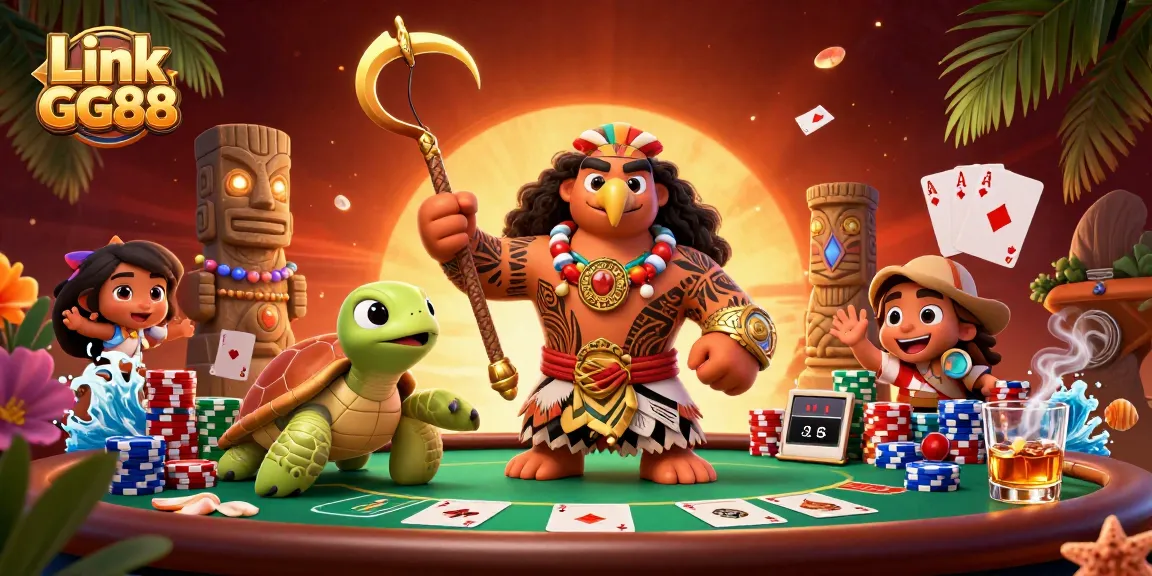 Join the excitement of Link GG88 at the poker table with vibrant characters and rich details.