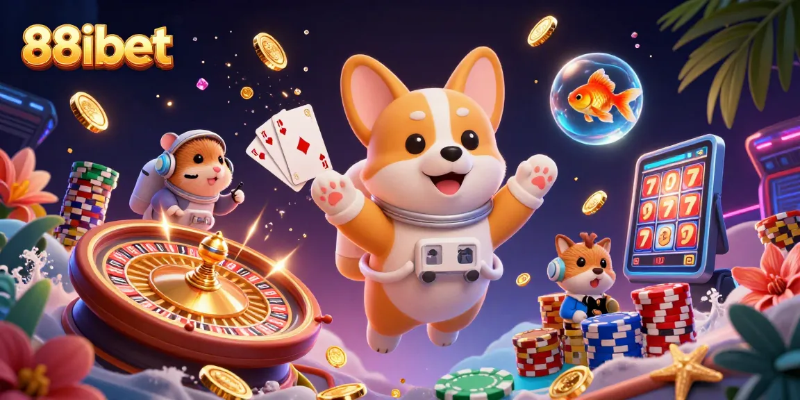 Experience thrilling gaming at 88ibet with a vibrant, ultra-detailed 3D casino scene.