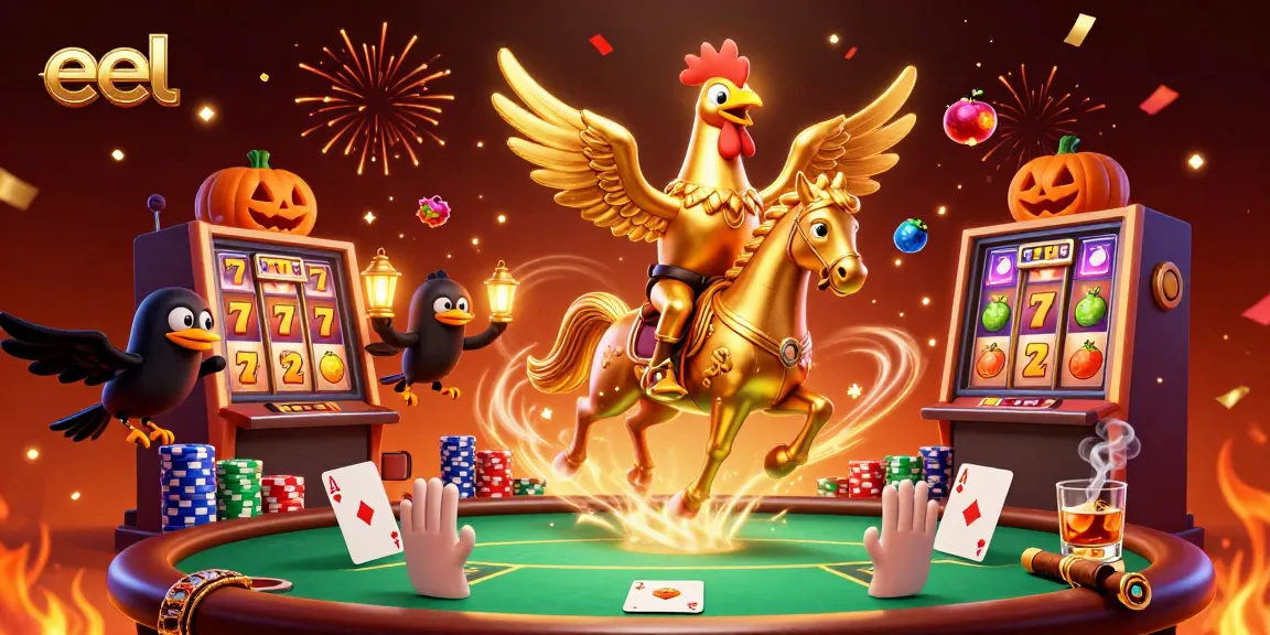 Experience exhilarating gambling action with eel-themed games amidst vibrant casino visuals.