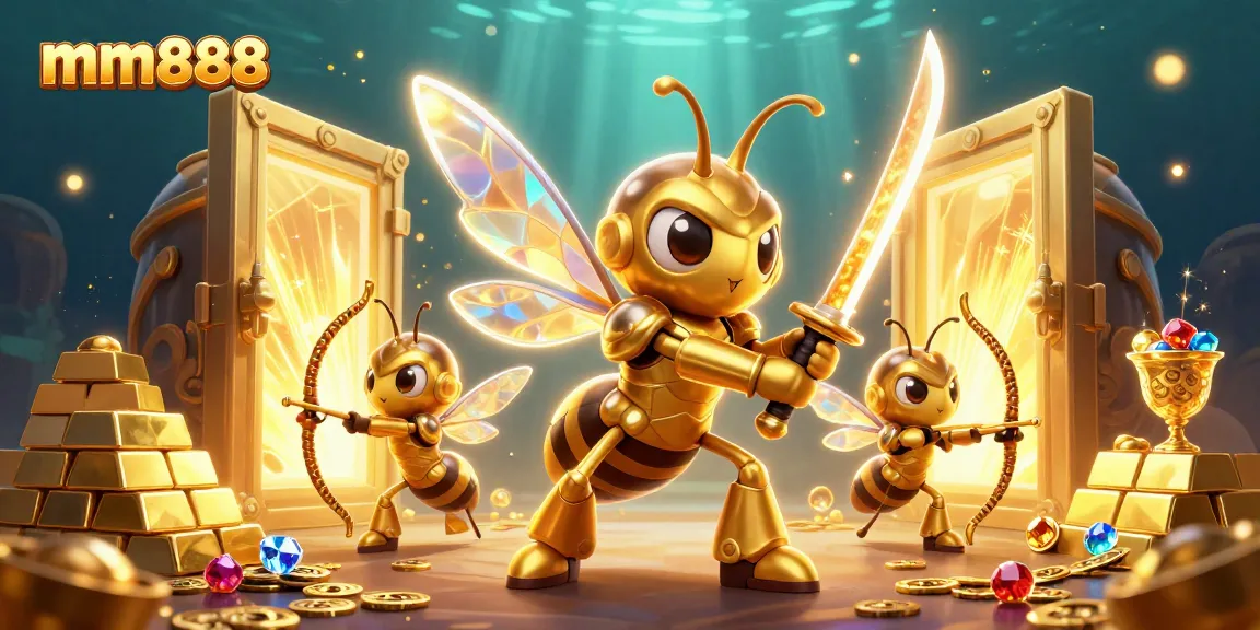 Spin to win with mm888's vibrant fantasy casino illustration featuring dynamic characters.