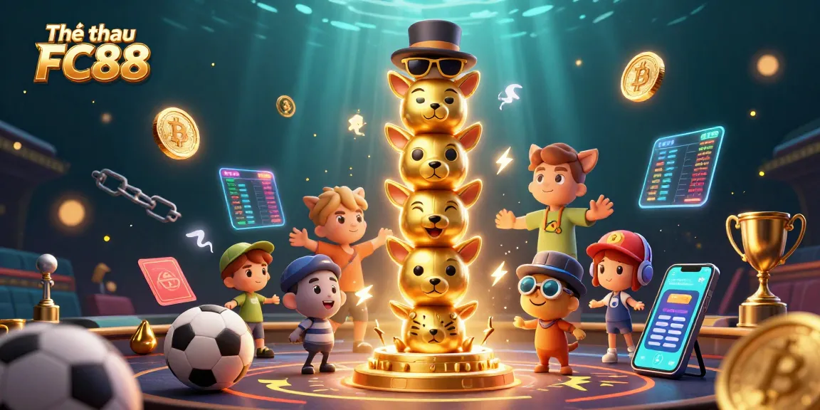 Engage with Thể thao FC88's vibrant sports betting scene featuring lively 3D illustrations.
