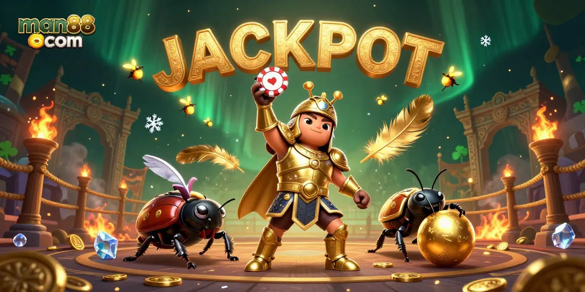 Experience thrilling jackpots at man88 com with vibrant 3D casino artwork showcasing victory.