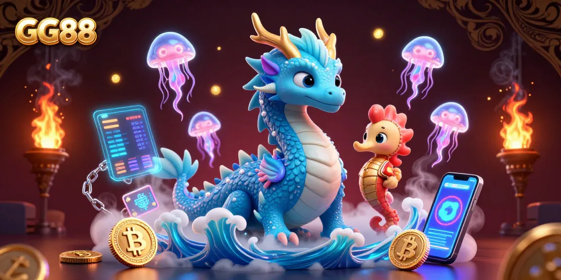 Experience the excitement of GG88, featuring a dynamic underwater scene with a dragon, knight, and jellyfish.