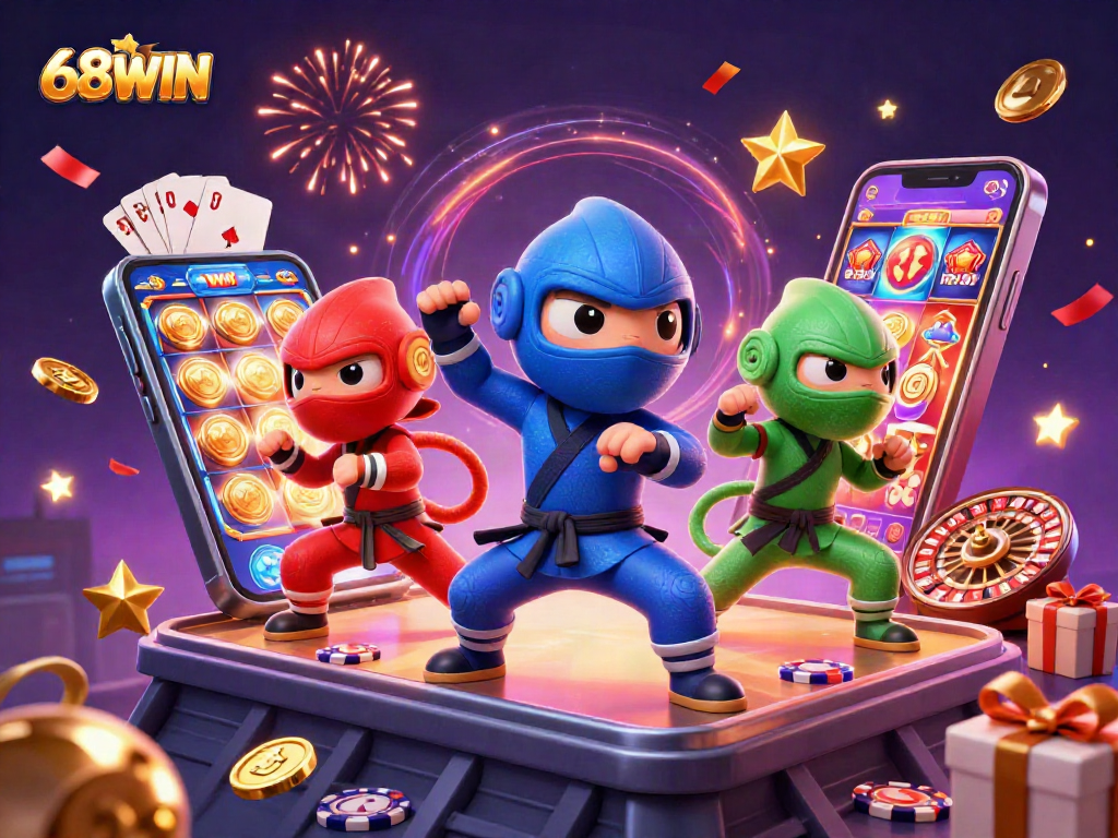 Experience thrilling gameplay at 68WIN with exciting casino elements and vibrant characters.