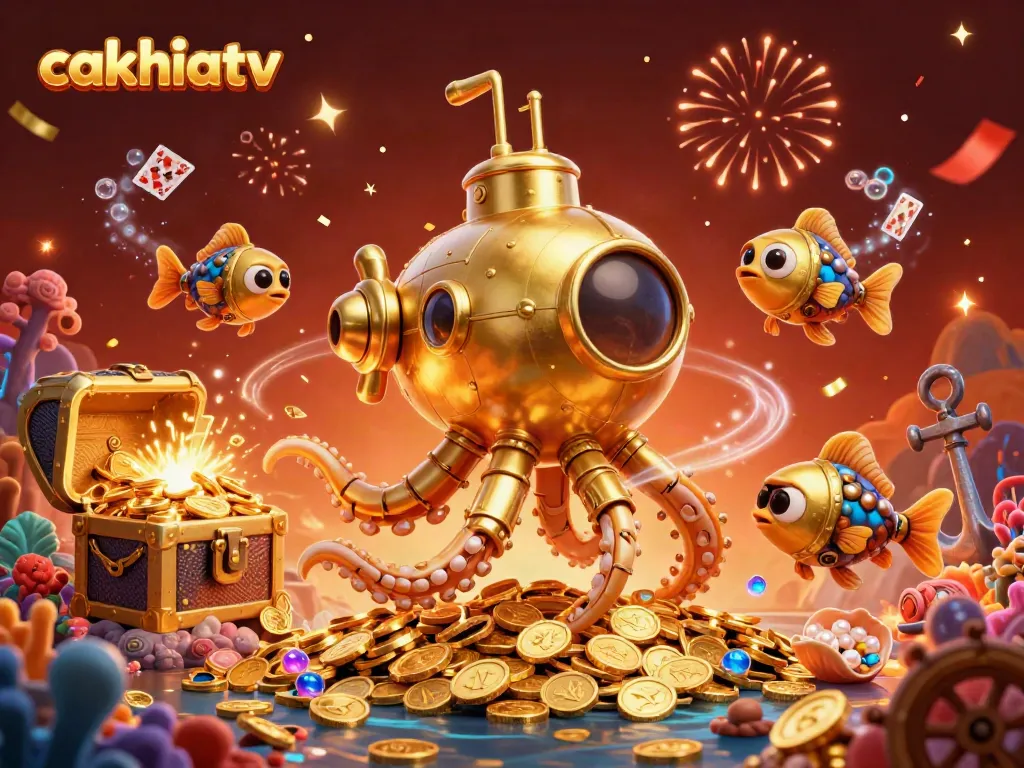 Experience the thrill of cakhiatv with lively underwater characters amid dazzling casino-themed elements.