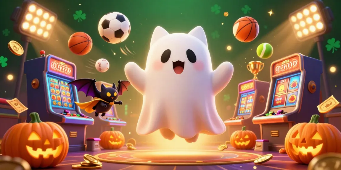 Experience LL777's thrilling gaming action with a ghost cat in a lively casino scene.
