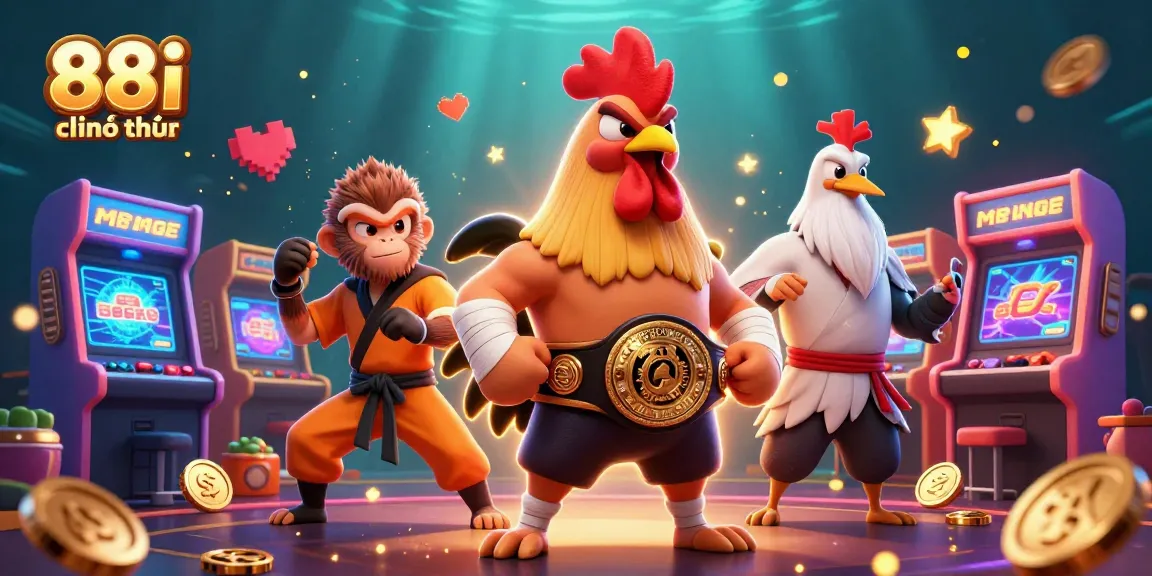 Engage with 88i chính thức, an immersive casino experience featuring a vibrant animated scene of characters and slot elements.