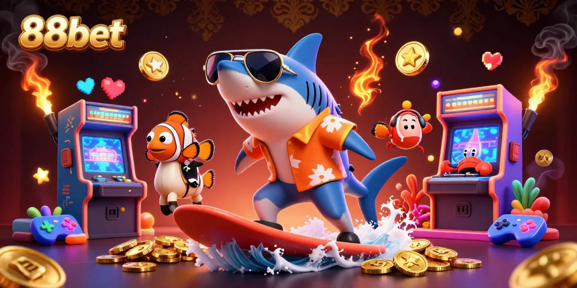 88bet brings players excitement with a vibrant casino-themed digital illustration