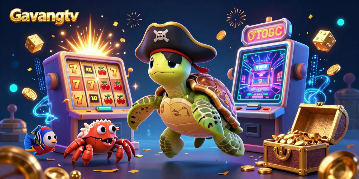 Experience sports excitement with Gavangtv’s vibrant 3D scene showcasing a pirate turtle, crab, and fish amidst jackpot chaos.