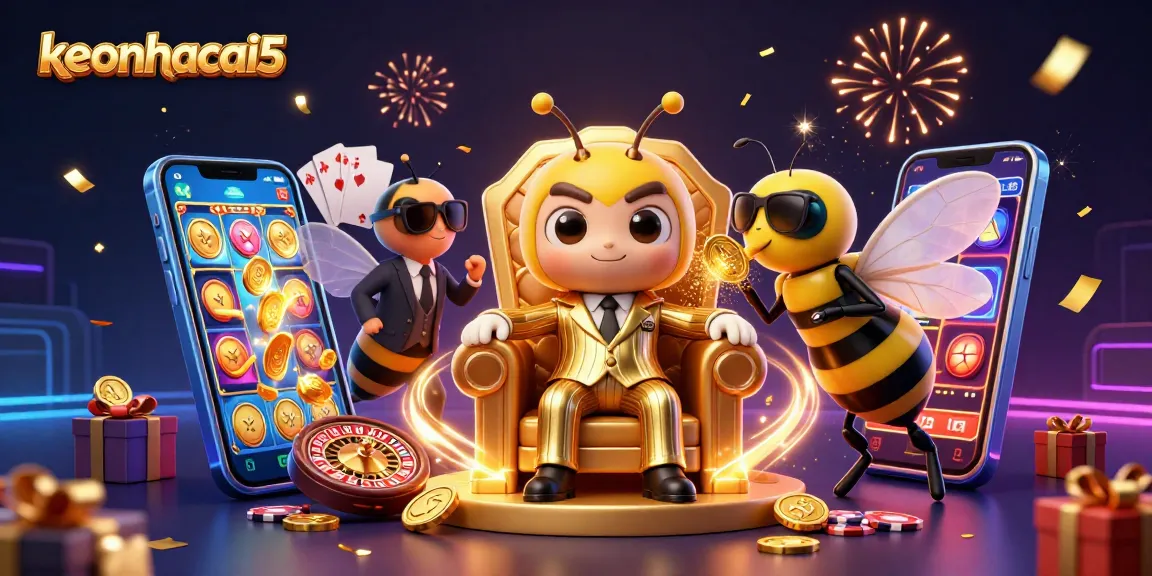 Experience vibrant gaming with keonhacai5, featuring a dynamic casino scene with engaging characters and thrilling elements.