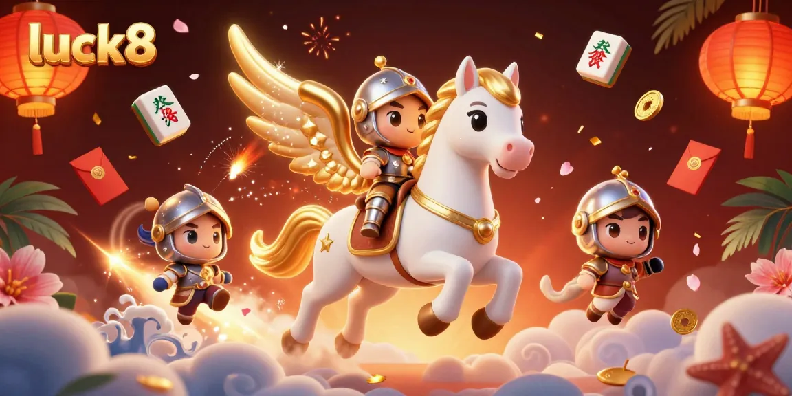 Experience excitement with luck8 as the celestial horse gallops through vibrant casino elements.