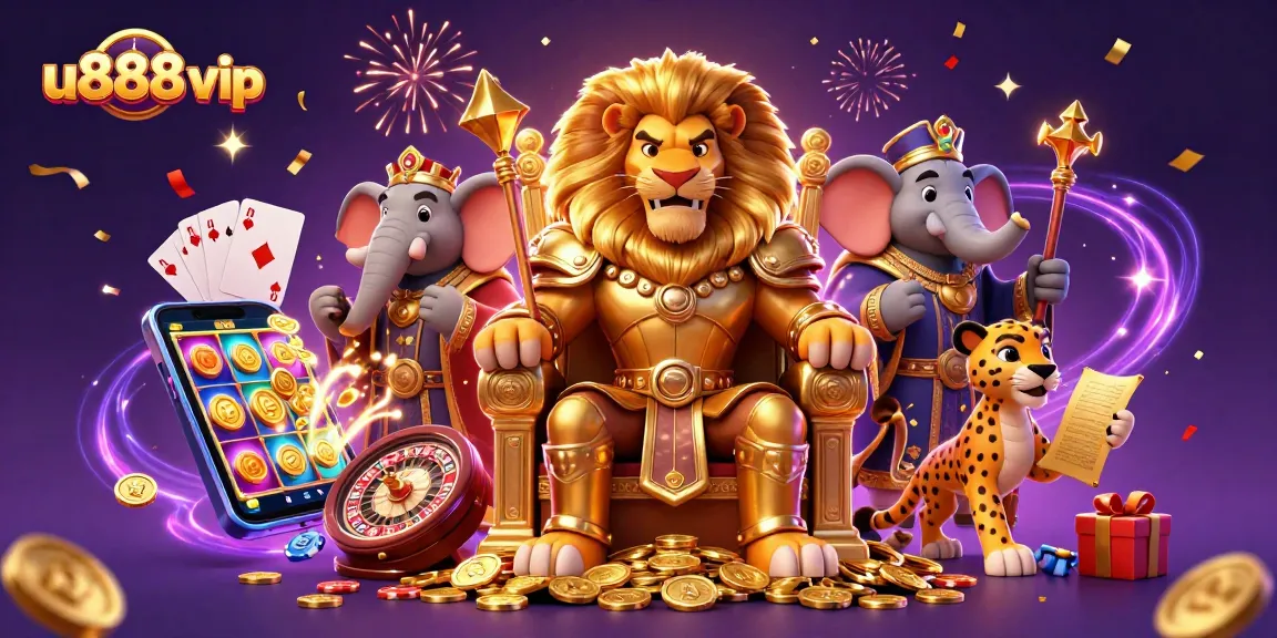 Experience the excitement of u888 vip with lively characters in a vibrant casino scene.