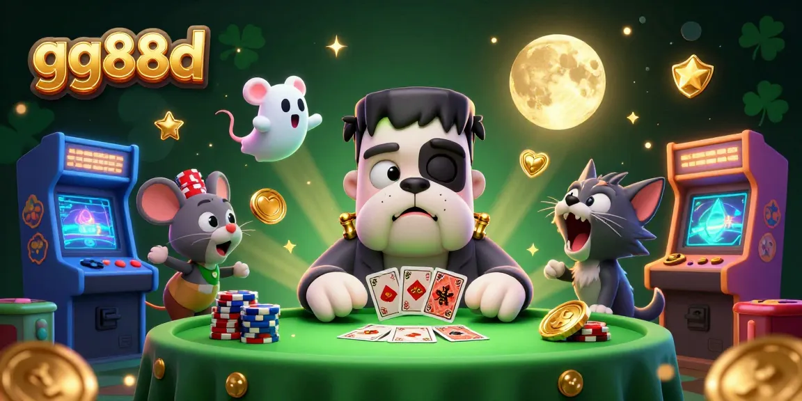 Engage in exciting gaming action with gg88d featuring a bulldog dealer at a haunted casino table.