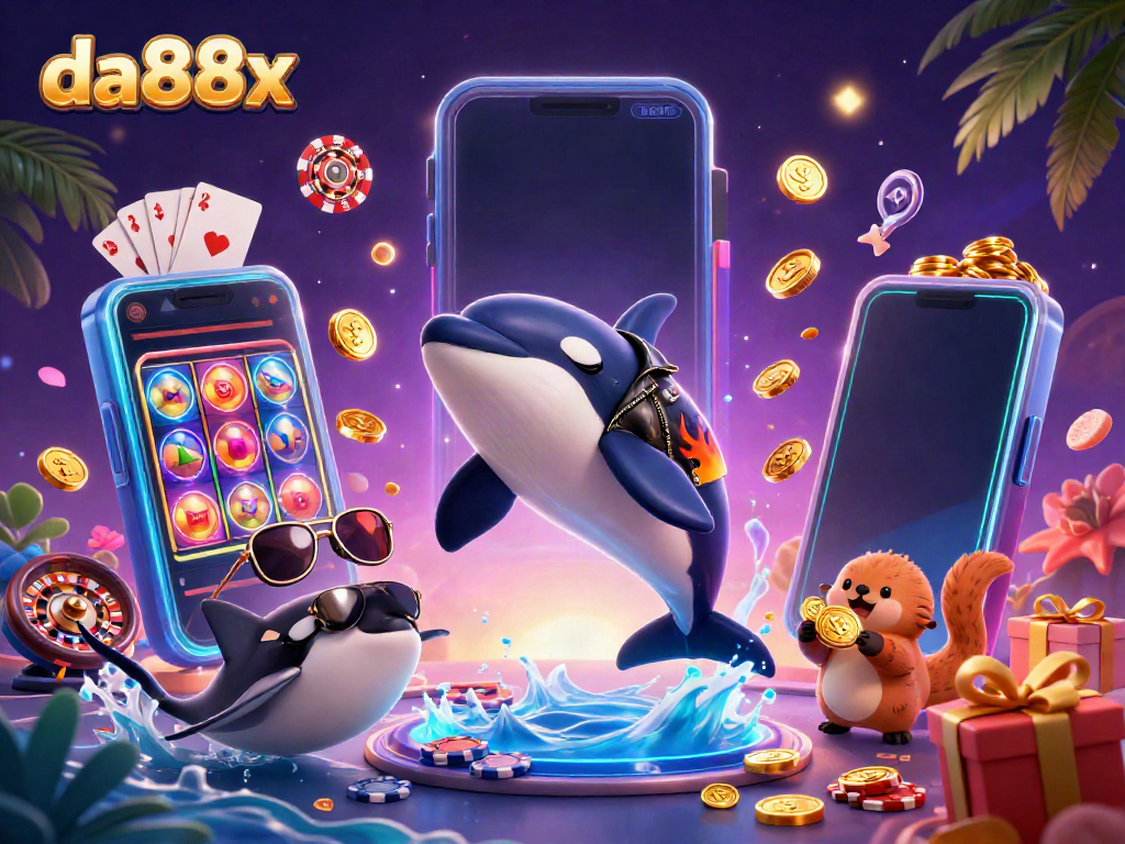 Immerse yourself in da88x's thrilling gaming with vibrant characters and exciting casino elements.