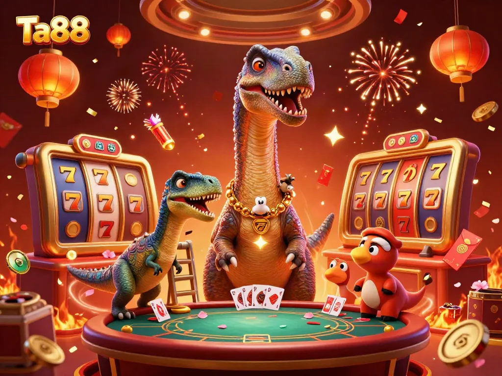 Experience thrilling gameplay with Ta88, showcasing vibrant casino elements and dynamic characters in action.