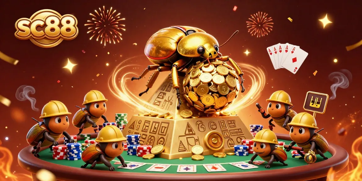Experience the vibrant action at sc88, where golden coin beetles embody the thrill of casino gaming.