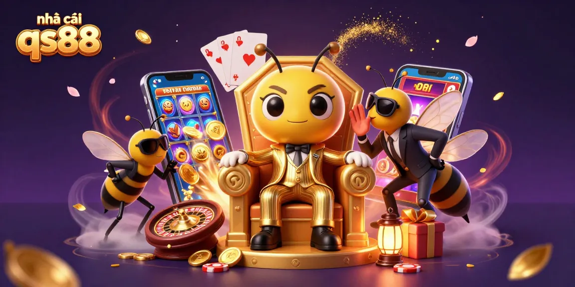 Experience the thrilling action at nhà cái qs88 with a vibrant 3D casino scene featuring gaming elements.