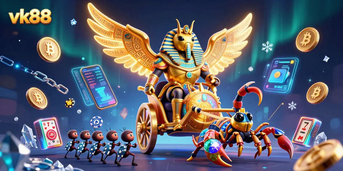 Experience thrilling gaming at vk88 with this vibrant casino illustration featuring dynamic elements.