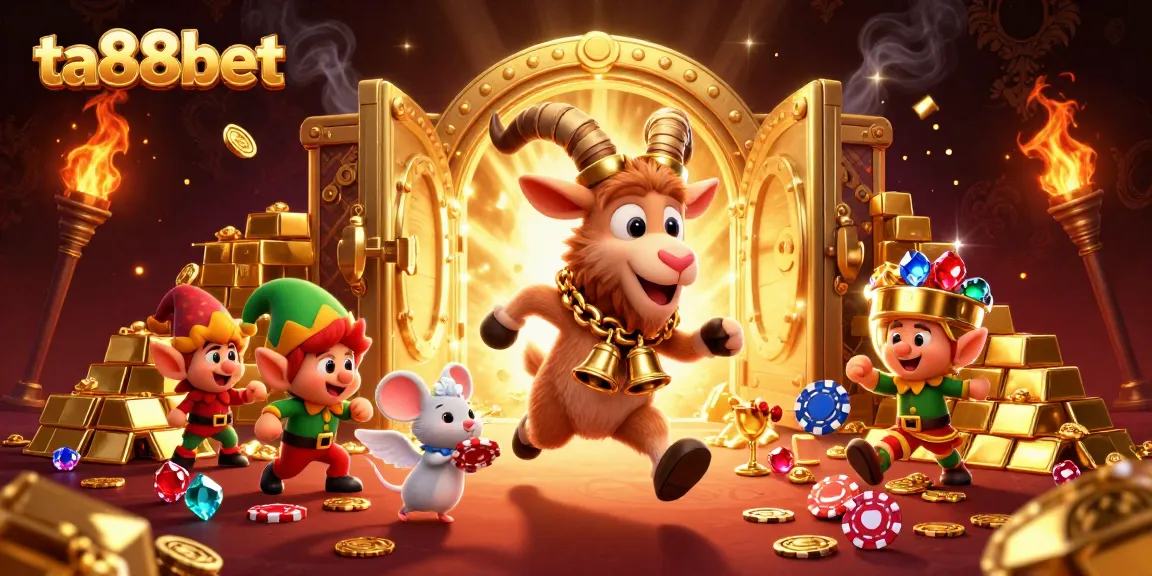 Experience thrilling games at ta88bet's vibrant casino with Krampus, an angel mouse, and mischievous gremlins.