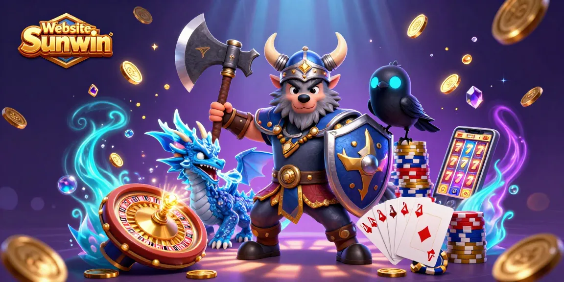 Engage with thrilling gameplay at Website Sunwin featuring cartoon warriors and dazzling casino elements.