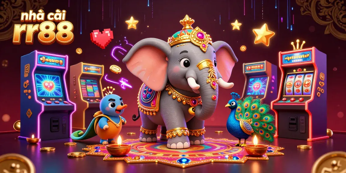 Exciting gameplay at nhà cái rr88 with a vibrant 3D casino scene featuring colorful characters and game elements.